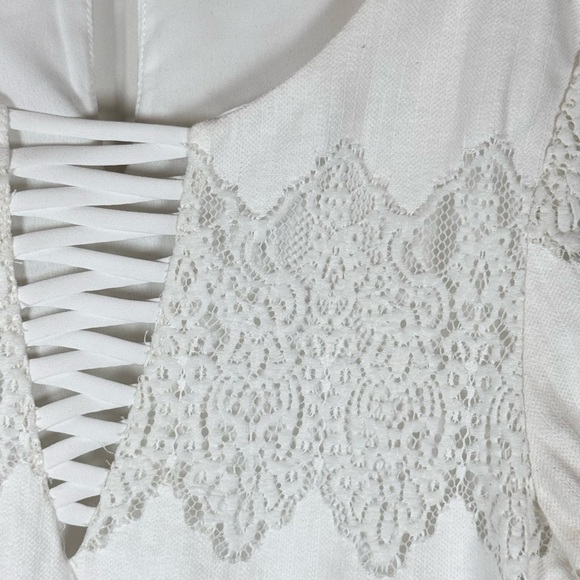 Sugar + Lipz Ivory Lace Boho Bridal Resort Cottagecore Milkmaid Dress Small - Picture 2 of 9